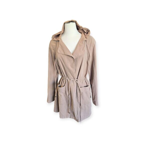 Love Tree Womens Trench Coat Jacket Size Large Belted Waist Pockets - Picture 1 of 6